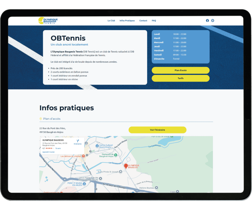 Olympique Baugeois Tennis OBT Site internet -2 Studio GLAD - Structurer une marque